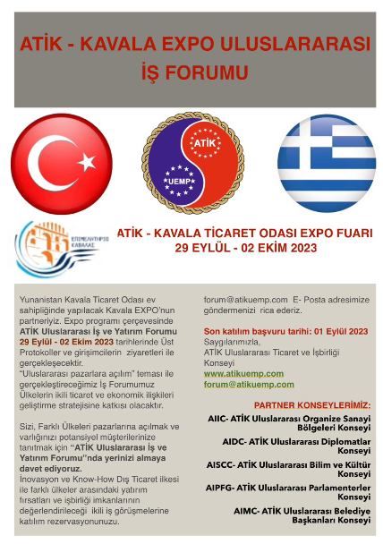 ATİK – KAVALA TİCARET ODASI EXPO FUARI 29 EYLÜL – 02 EKİM 2023
