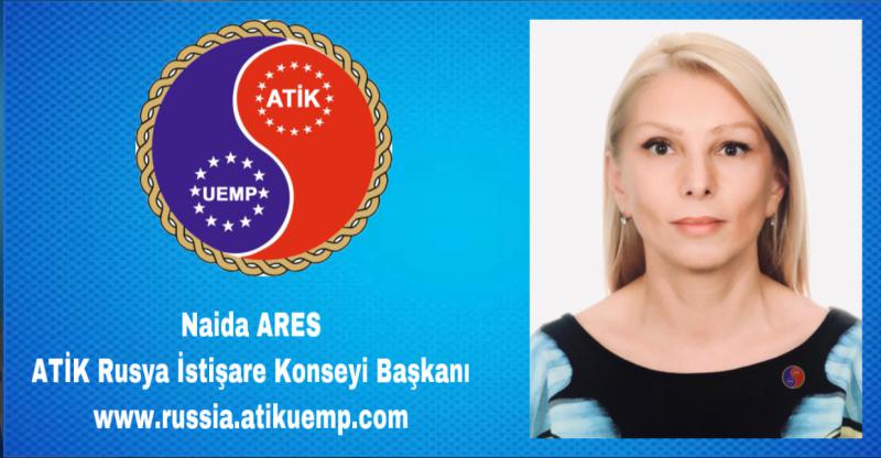 Türkiye Rusya Uçak krizinde iki ülke ilişkilerinde olumlu işbirliği koordinasyonu sağlayan Stratejist Naide ARES ATİK Üst Kurul kararı ve ATİK Genel Başkanımız Aziz ŞAHİN’in olurlarıyla Rusya ATİK İstişare Konseyi Başkanı oldu